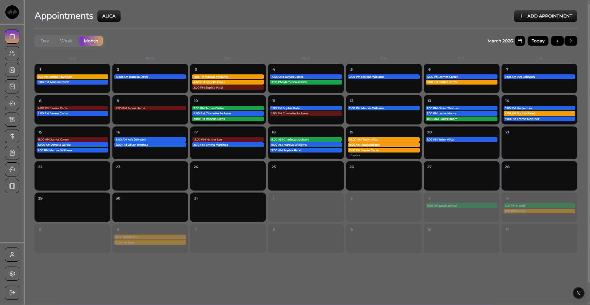 Groomera appointments dashboard