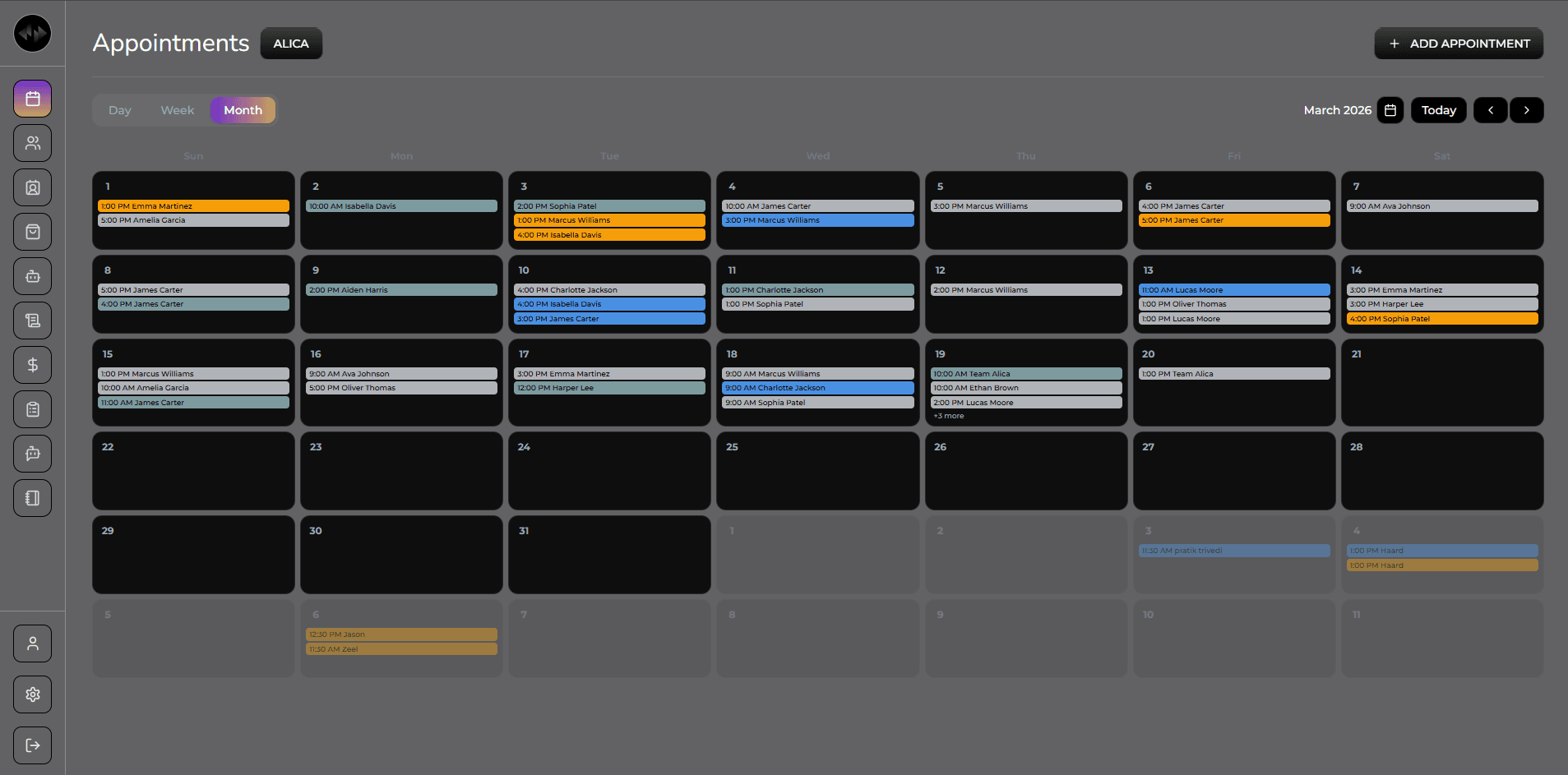 Groomera appointments dashboard