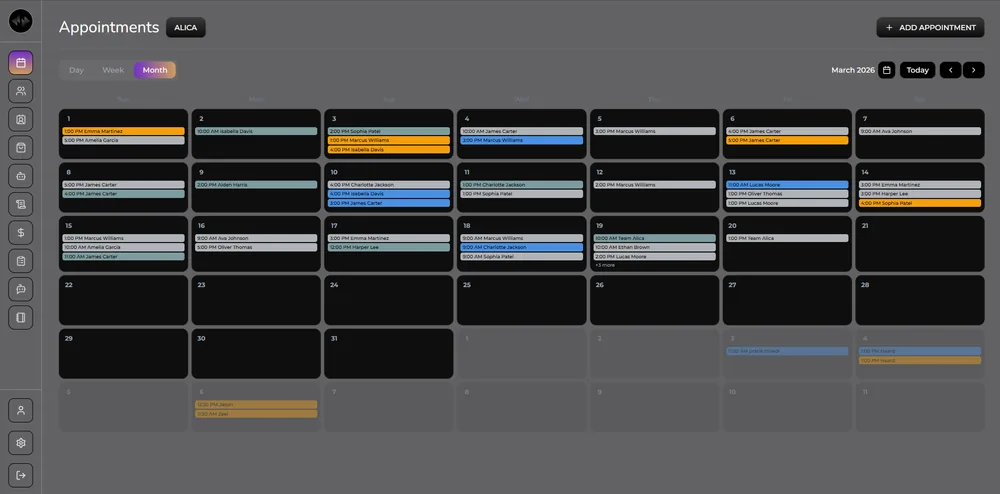 Groomera appointments dashboard